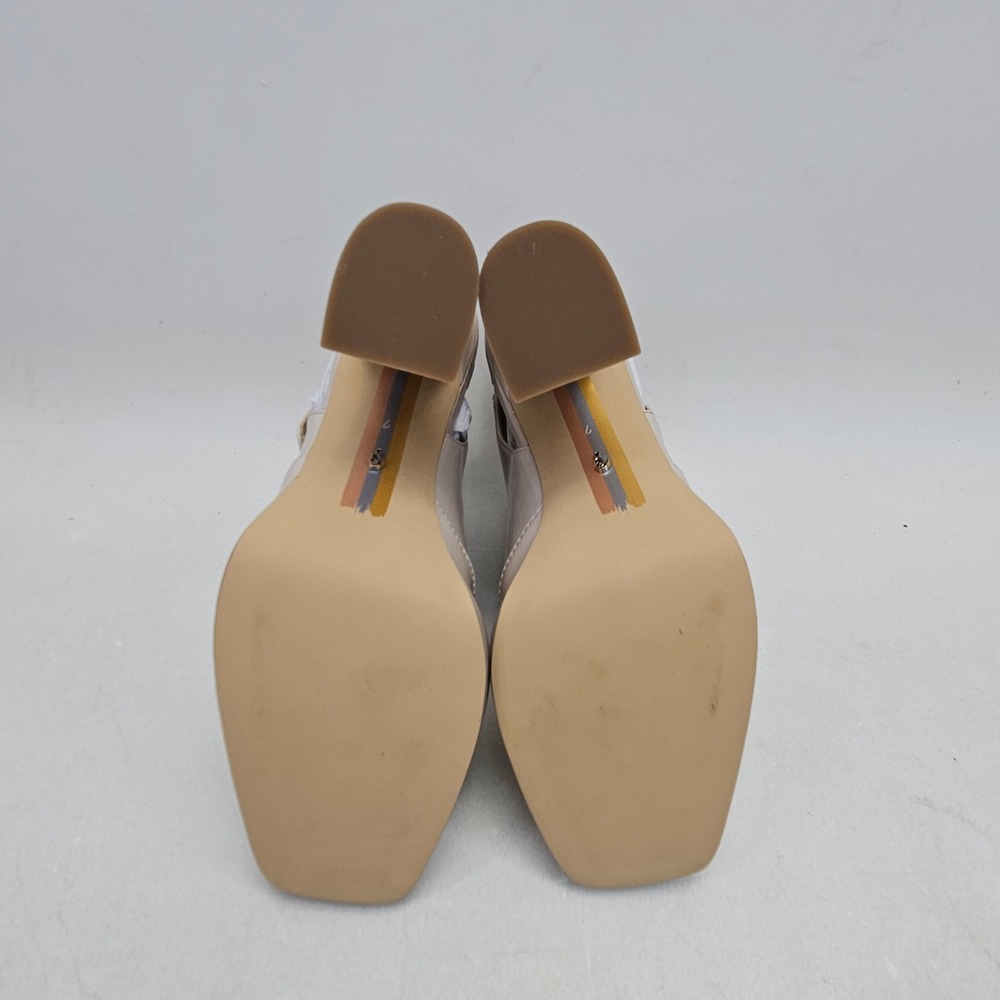 Sam Edelman Jildie Slingback Mary Jane Pump 7M Heels Linen Patent Square Toe - Picture 10 of 16